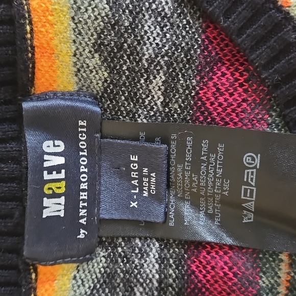 Maeve Anthropologie Red And Orange Colorful Patterned Shrug Sweater - Picture 6 of 7